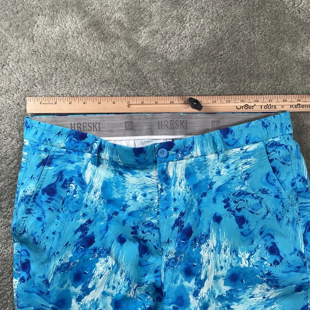 Hreski Golf Pants Mens 36W 32L Blue White Marble Swirl Performance Trousers